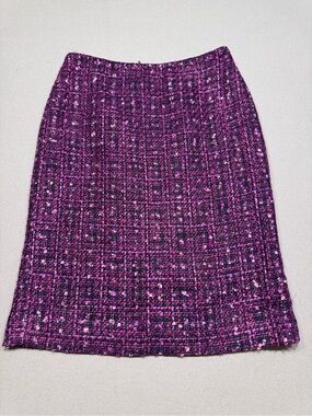 Karl Lagerfeld Magenta and Black Tweed Pencil Skirt